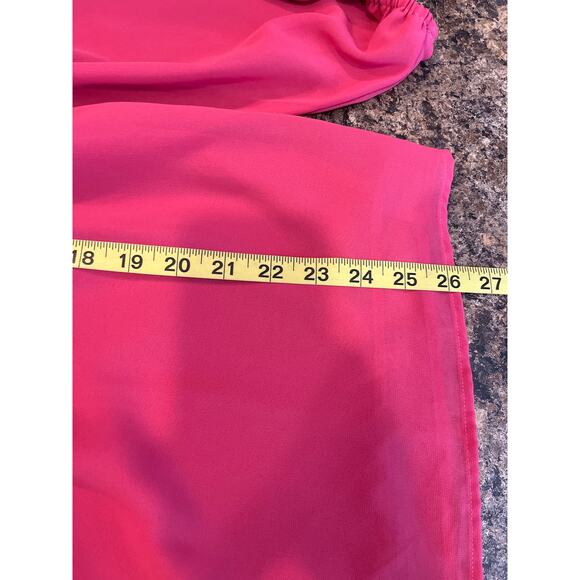 Loft Outlet Pink Long Sleeve with Smocked Neckline Blouse Large Lined - Picture 7 of 7